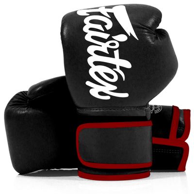 Fairtex BGV14 Muay Thai Boxing Microfibre Gloves for Men, Women, Kids | MMA Gloves, Kickboxing, Gym, Workout | Premium Quality, Light Weight & Shock Absorbent Boxing Gloves- (Black w/red trim/8oz)
