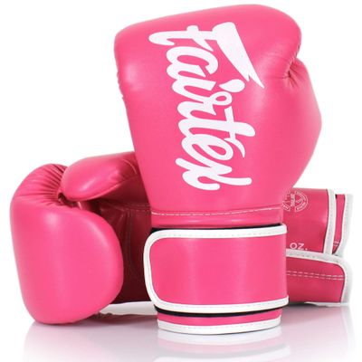 Fairtex BGV14 Muay Thai Boxing Microfibre Gloves for Men, Women, Kids | MMA Gloves, Kickboxing, Gym, Workout | Premium Quality, Light Weight & Shock Absorbent Boxing Gloves- (Pink/White/8oz)