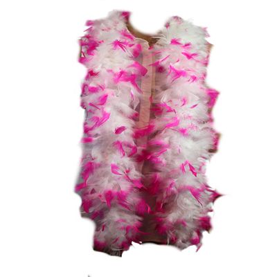 Flydreamfeathers 60 Gram, 2 yards Long Chandelle Feather Boa Great for Party, Wedding, Halloween Costume, Christmas Tree, Decoration(White w/Hot Pink Tips Color_
