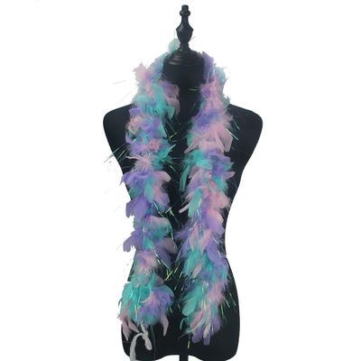 Flydreamfeathers Feather Boa 25 Gram, 4 Feet Long Chandelle Feather Boa, Great for Party, Wedding, Halloween Costume, Christmas Tree, Decoration (Unicorn Mix Color)