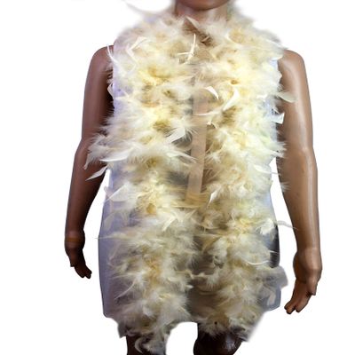 Flydreamfeathers 40 Gram 72" Long, Turkey Chandelle Feather Boa, Dancing Wedding Crafting Party Dress Up, Halloween Costume Decoration (Champagne Color)