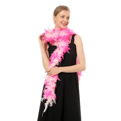 Flydreamfeathers 60 Gram, 2 yards Long Chandelle Feather Boa Great for Party, Wedding, Halloween Costume, Christmas Tree, Decoration(Baby Pink w/Candy Pink Tips Color)