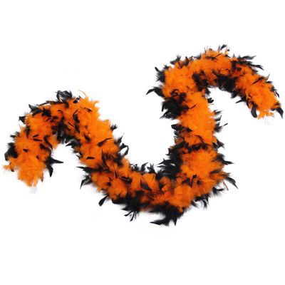 Flydreamfeathers 60 Gram, 2 yards Long Chandelle Feather Boa Great for Party, Wedding, Halloween Costume, Christmas Tree, Decoration(Orange w/Blcak Tips Color_
