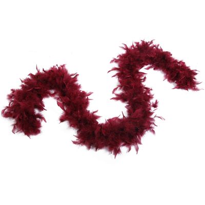 Flydreamfeathers 60 Gram, 2 yards Long Chandelle Feather Boa Great for Party, Wedding, Halloween Costume, Christmas Tree, Decoration(Burgundy Color_