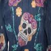 Sugar Skull Handsewn embroidered and applique denim jacket - Ships today view 2