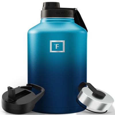 IRON FLASK Camping & Hiking Hydration Flask with Spout, Wide Mouth Insulated Stainless Steel Sports Water Bottle - 64 oz Dark Night