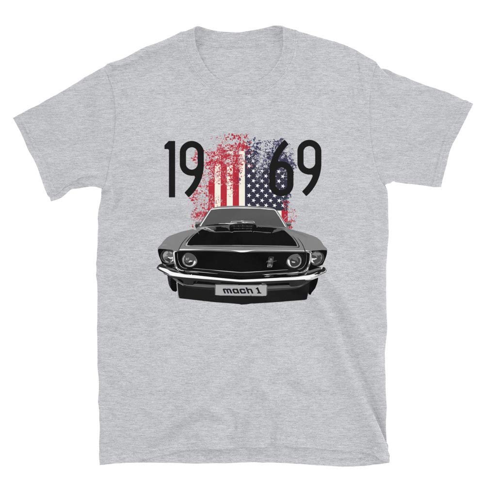 1969 Mach 1 Vintage American Pony car Short-Sleeve Unisex T-Shirt Sport Grey