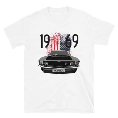 1969 Mach 1 Vintage American Pony car Short-Sleeve Unisex T-Shirt White