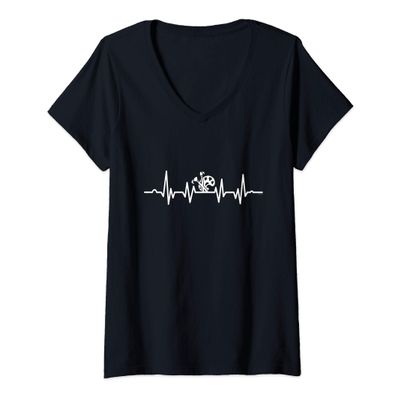 Womens Art Heartbeat Funny Artist Painter V-Neck T-Shirt