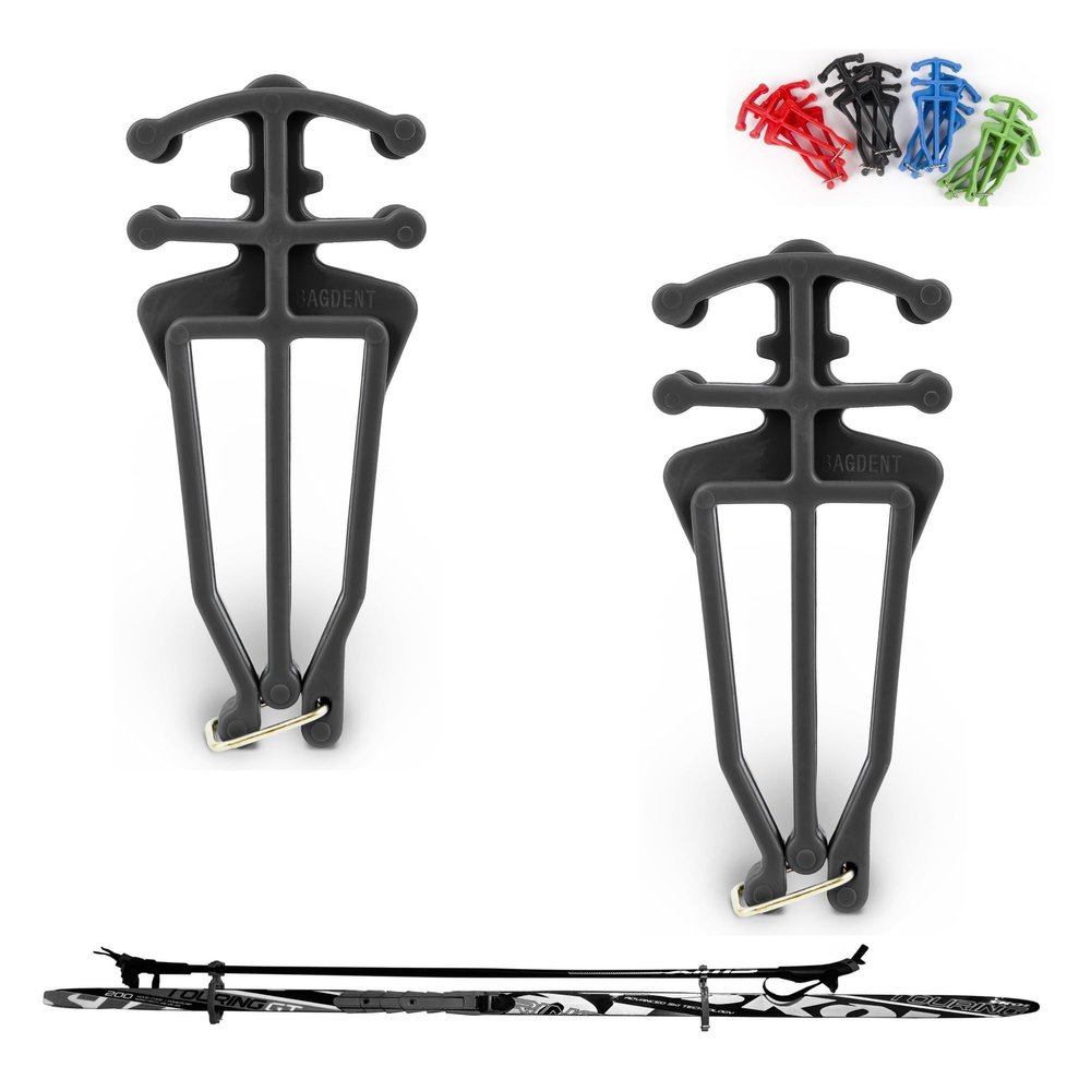 Bagdent Cross Country Skis and Poles Holder 1 Pair, Universal Nordic Ski Pole Carrier (Black)