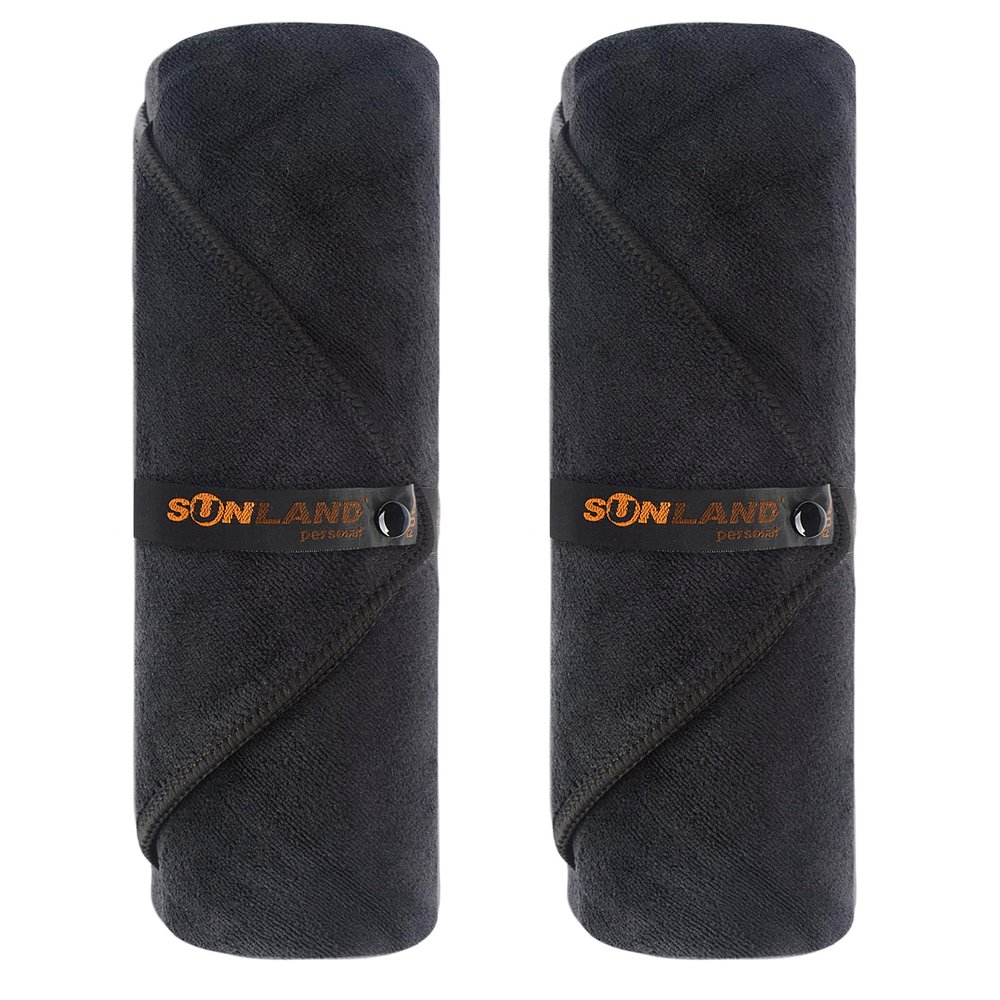 SUNLAND Microfiber Gym Bath Towel Ultra Soft Travel Camping Towel Super Absorbent Swimming Sport Towels with Carry Bag for Adults and Children 24inchX48inch Black 2 Pack