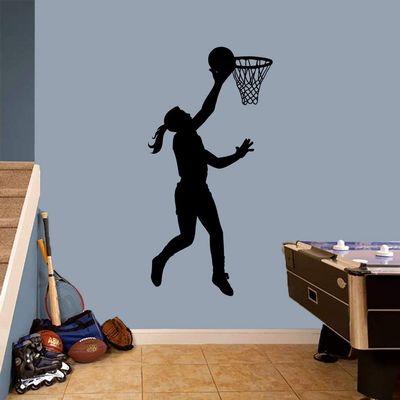 Sweetums Signatures Basketball Girl Layup Wall Decal 18" Wide x 36" Tall Teal