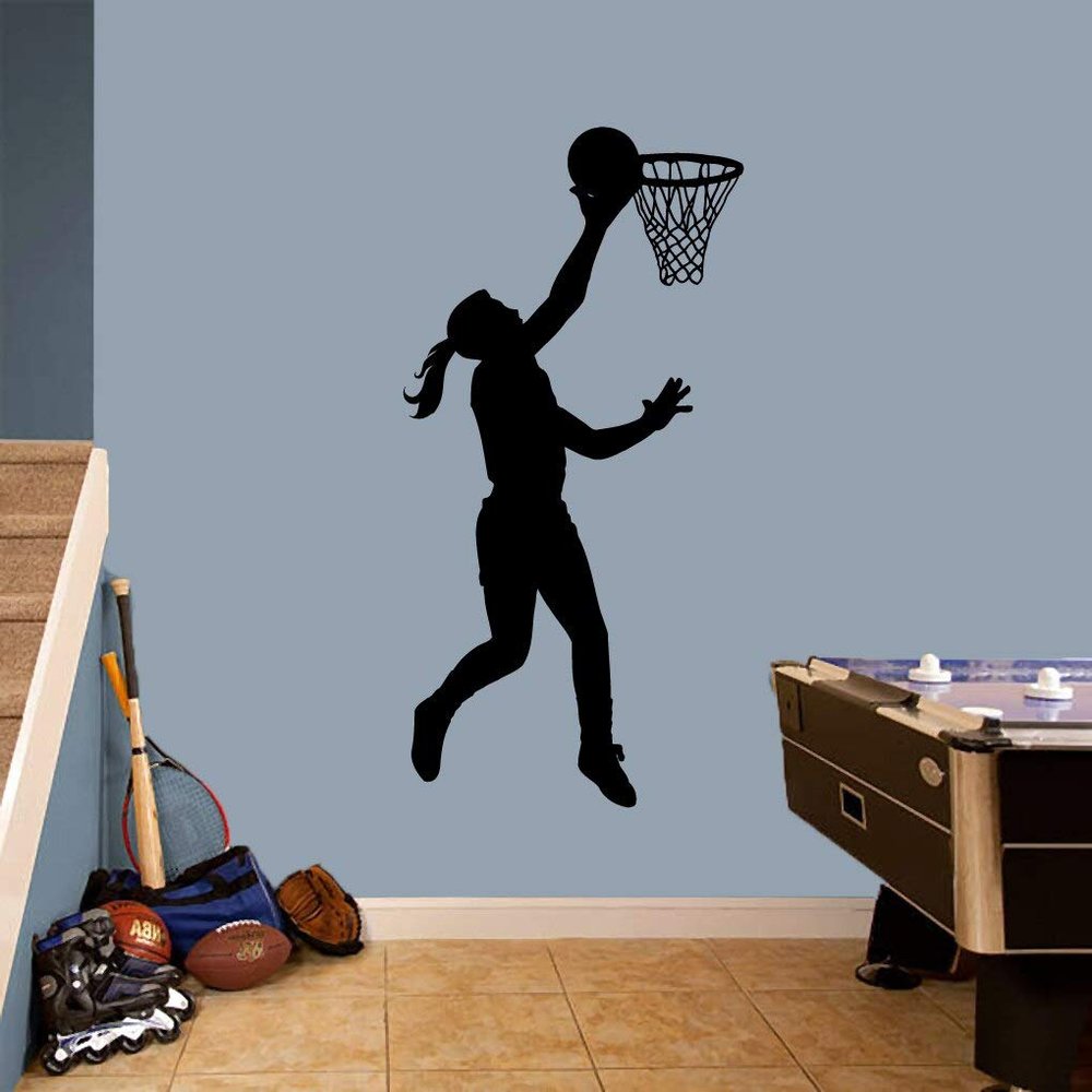 Sweetums Signatures Basketball Girl Layup Wall Decal 18" Wide x 36" Tall Teal