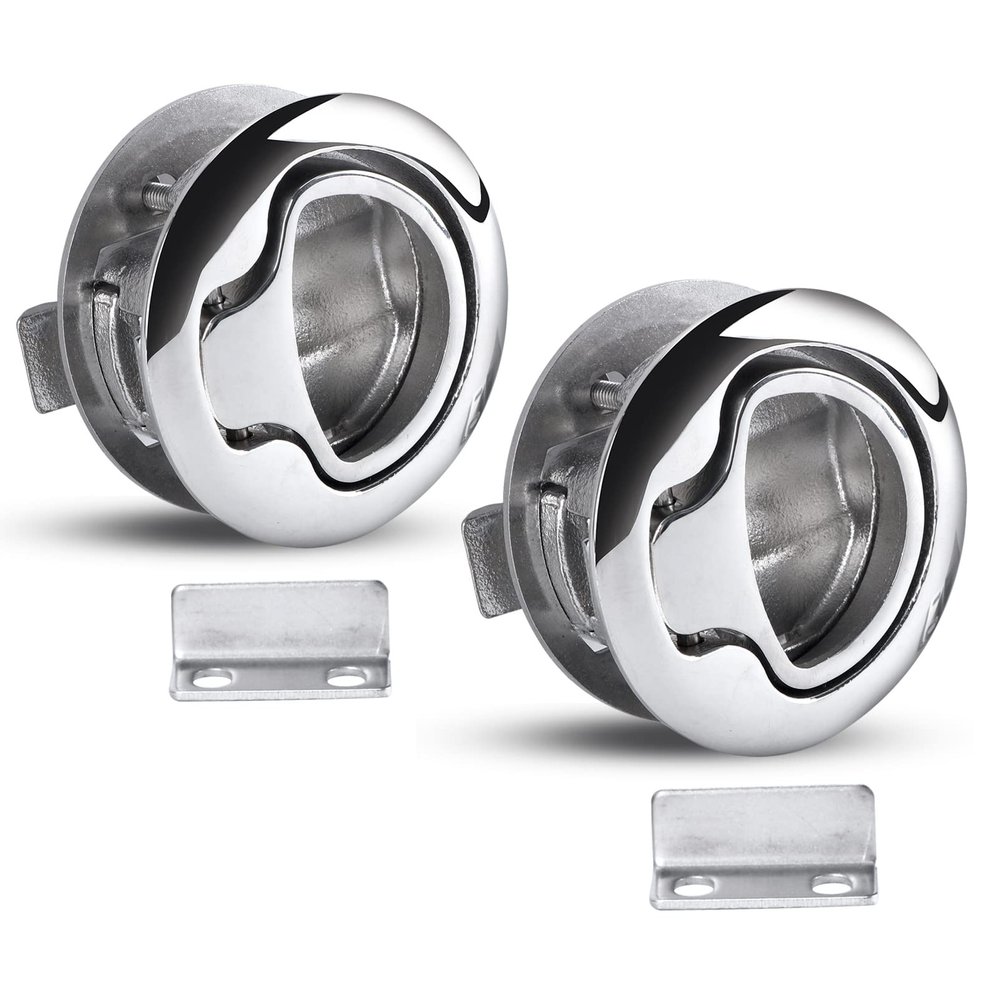 2Pcs Durable Flush Boat Hatch Stainless Steel Flush Pull Latch Lift Ring Handle Marine Locker