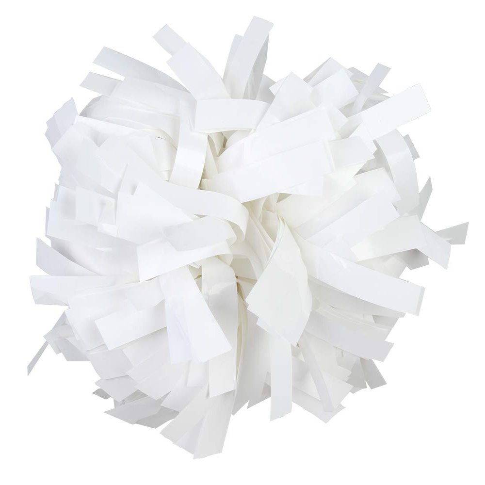 Metallic Cheerleader Cheerleading Pom Poms 6 inch 1 Pair 2 Pieces (White)
