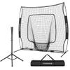 VIVOHOME Baseball Softball Batting Net - 7x7 Ft Baseball Backstop, Softball Practice Net for Hitting, Pitching, Throwing with Batting Tee and Carry Bag, Black view 1