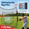 VIVOHOME Baseball Softball Batting Net - 7x7 Ft Baseball Backstop, Softball Practice Net for Hitting, Pitching, Throwing with Batting Tee and Carry Bag, Black view 3