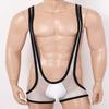 ACSUSS Mens One Piece Fishnet Sheer Y-Back Bulge Pouch Jockstrap Wrestling Singlet Leotard Bodysuit White One Size view 3
