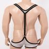 ACSUSS Mens One Piece Fishnet Sheer Y-Back Bulge Pouch Jockstrap Wrestling Singlet Leotard Bodysuit White One Size view 4