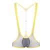 ACSUSS Mens One Piece Fishnet Sheer Y-Back Bulge Pouch Jockstrap Wrestling Singlet Leotard Bodysuit Grey One Size view 1