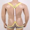 ACSUSS Mens One Piece Fishnet Sheer Y-Back Bulge Pouch Jockstrap Wrestling Singlet Leotard Bodysuit Grey One Size view 4