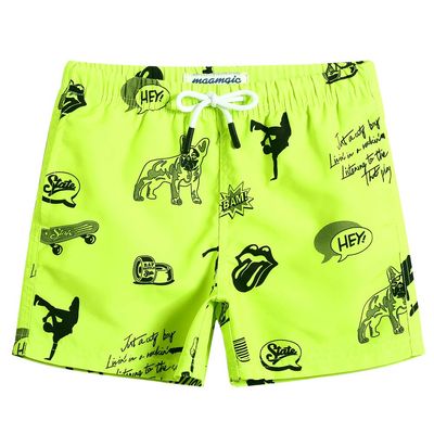 maamgic Boys Swim Trunks Toddler Swim Shorts Little Boys Bathing Suit Swimsuit Toddler Boy Swimwear,Fluorescent Green,4 T