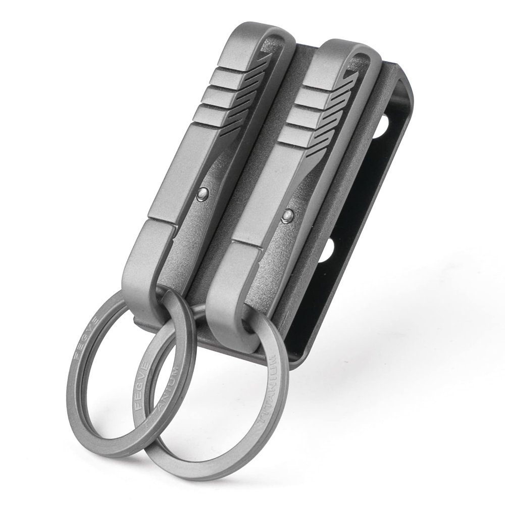 TISUR Belt Keychain Titanium Belt Loop Key Holder with Detachable Keyring for Men and Women (TK+28mm Ti Rings)
