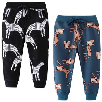 Toddler Boys Animal 2T Jogger Pants Little Boys' Drawstring Elastic Waist Cotton Casual 2T Sweatpants 2 Pack Set Animal 3T