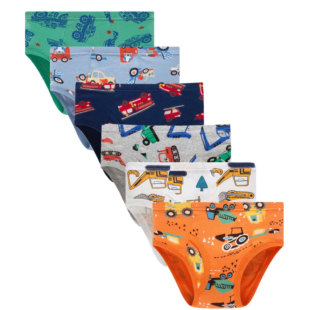 Boboking Little Boys Briefs Dinosaur Truck Toddler Kids Underwear (Pack of 6) 7/8Y