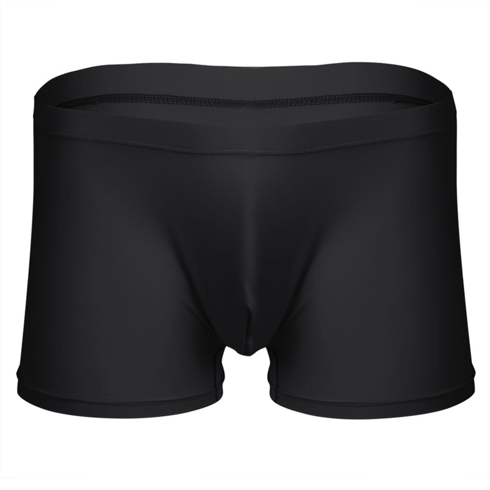 YOOJIA Men's Ice Silk Underwear Breathable Soft Boxer Briefs Bulge Pouch Boxer Shorts Underpants Black XX-Large