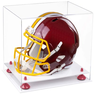Better Display Cases Clear Acrylic Football Helmet Display Case with Pink Risers and White Base (A002-PNR)