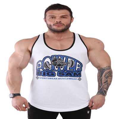 BIG SAM SPORTSWEAR COMPANY Men's Gym Tank Top Bodybuilding, Fitness Workout Y-Back Sleeveless Muscle Cotton T-Shirt (White, XXXL)