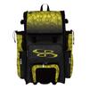 Boombah Rolling Superpack 2.0 Baseball/Softball Gear Bag - 23-1/2" x 13-1/2" x 9-1/2" - Softball Black/Optic Yellow/Red - Telescopic Handle - Holds 4 Bats - Wheeled Version view 1