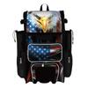 Boombah Rolling Superpack 2.0 Baseball/Softball Gear Bag - 23-1/2" x 13-1/2" x 9-1/2" - USA Eagle Black/Red/White - Telescopic Handle - Holds 4 Bats - Wheeled Version view 1