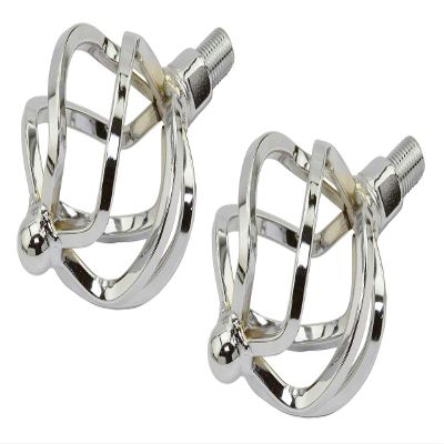 Alta Bicycle Twisted Lowrider Flat 1/2" Round Cage Bike Pedals, Multiple Colors (Chrome)