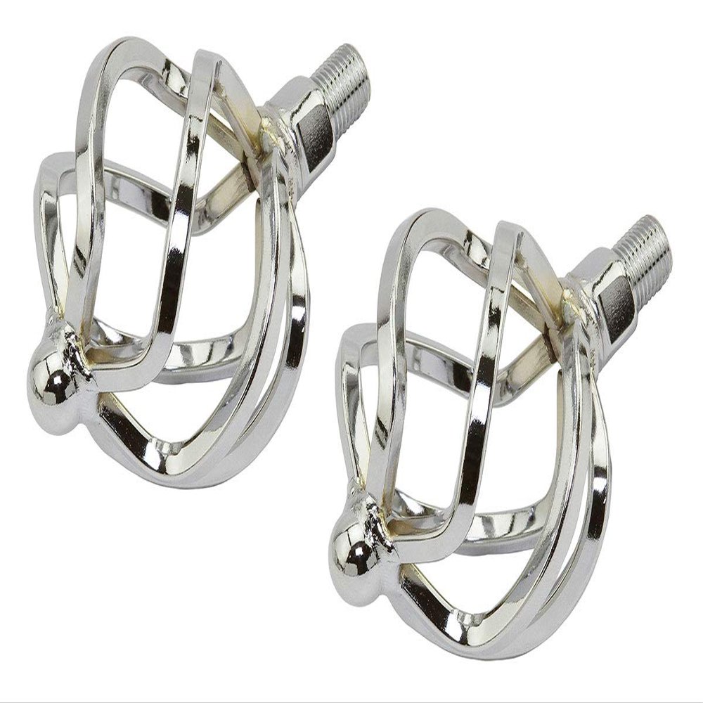Alta Bicycle Twisted Lowrider Flat 1/2" Round Cage Bike Pedals, Multiple Colors (Chrome)