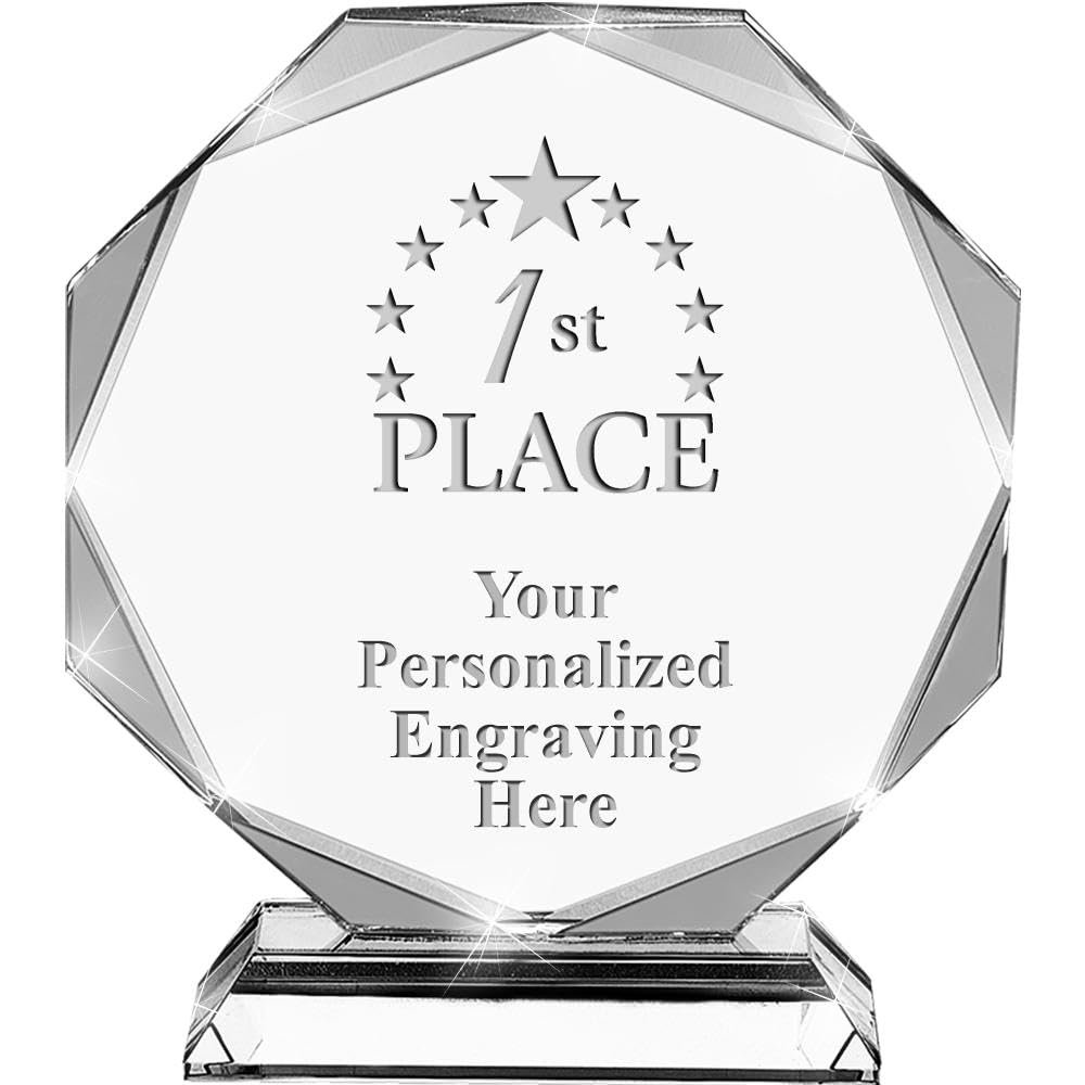 1st Place Crystal Awards, 6.75" Custom 1st Place Award with Engraving Included Prime