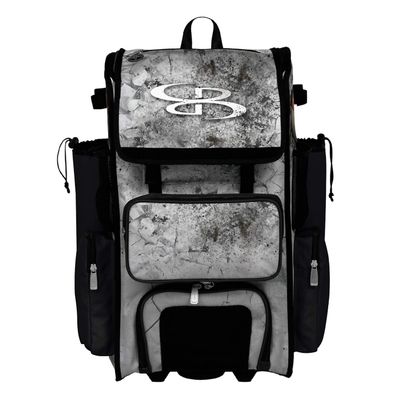 Boombah Rolling Superpack 2.0 Baseball/Softball Gear Bag - 23-1/2" x 13-1/2" x 9-1/2" - Crusher Black/Gray - Telescopic Handle - Holds 4 Bats - Wheeled Version