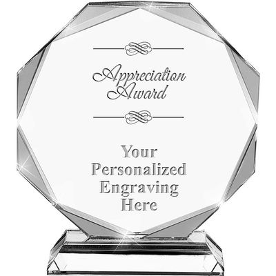 Appreciation Crystal Awards, 6.75" Custom Appreciation Award with Engraving Included