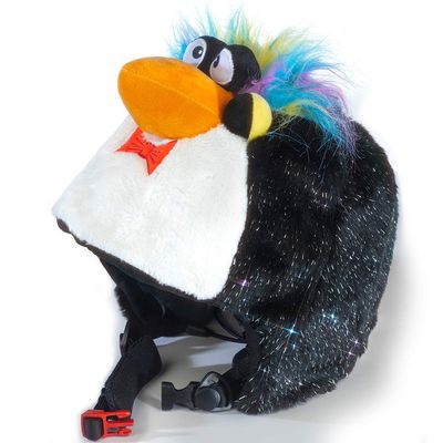 crazeeHeads Plush Animal Girls and Boys Helmet Covers, Bike Ski Winter Snow, Panda, Pig, Unicorn, Snow Leopard, Zebra, Alligator, Raccoon, Penguin (Edwin The Penguin)