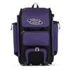 Boombah Rolling Catcher's Superpack Baseball/Softball Gear Bag - 23-1/2" x 13-1/2" x 9-1/2" - Black/Purple - Telescopic Handle - Holds 4 Bats - Wheeled Version view 1