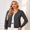 GRACE KARIN Sweaters for Women Casual Fashion Solid Color V Neck Sweater Long Sleeve Dressy Sweater Black Grey S view 3