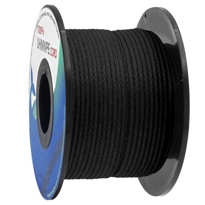 emma kites Black 0.8mm UHMWPE Micro Cord Rope Whipping Twine Durable Repair Cord Thread for Heavy Duty Canvas Tarps Bags Emergency Line for Backpacking Survival 100Ft 220Lb