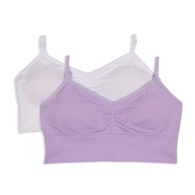 MaidenformGirlsSeamless Ruched Crop BraDelta Lavender / WhiteSmall