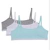 Maidenform girls Logo Band Cotton Crop Bra, 3 Pack Training Bra, Blue Tint White Heather Gray, X-Large US view 1