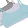Maidenform girls Logo Band Cotton Crop Bra, 3 Pack Training Bra, Blue Tint White Heather Gray, X-Large US view 2