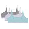 Maidenform girls Logo Band Cotton Crop Bra, 3 Pack Training Bra, Blue Tint White Heather Gray, X-Large US view 3