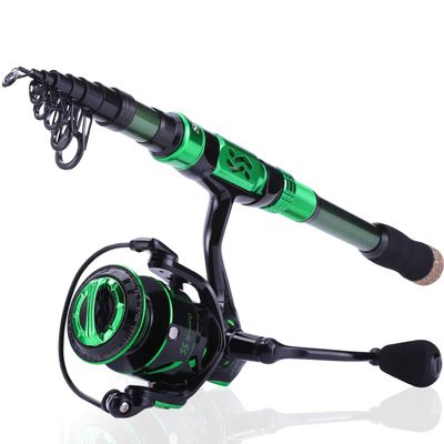Sougayilang Telescopic Fishing Rod and Reel Combo - 24Ton Carbon Fiber Portable Travel Spinning Rod, 12+1 BB Spinning Reel Collapsible Fishing Kit for Saltwater Freshwater