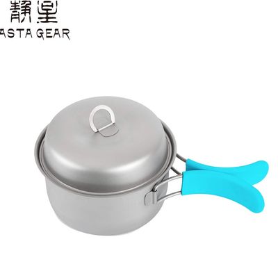 Asta Gear Outdoor Pure Titanium Pot Set Tableware Outdoor Camping Cooker Set Camping Portable Picnic Cooker Light Outdoor equipm (Titanium Pot 1.1L)