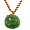 2.1" China Certified Nature Hetian Nephrite Green Jade Fortune Rat and Ruyi Hand Carved Necklace Pendant 2540 view 1